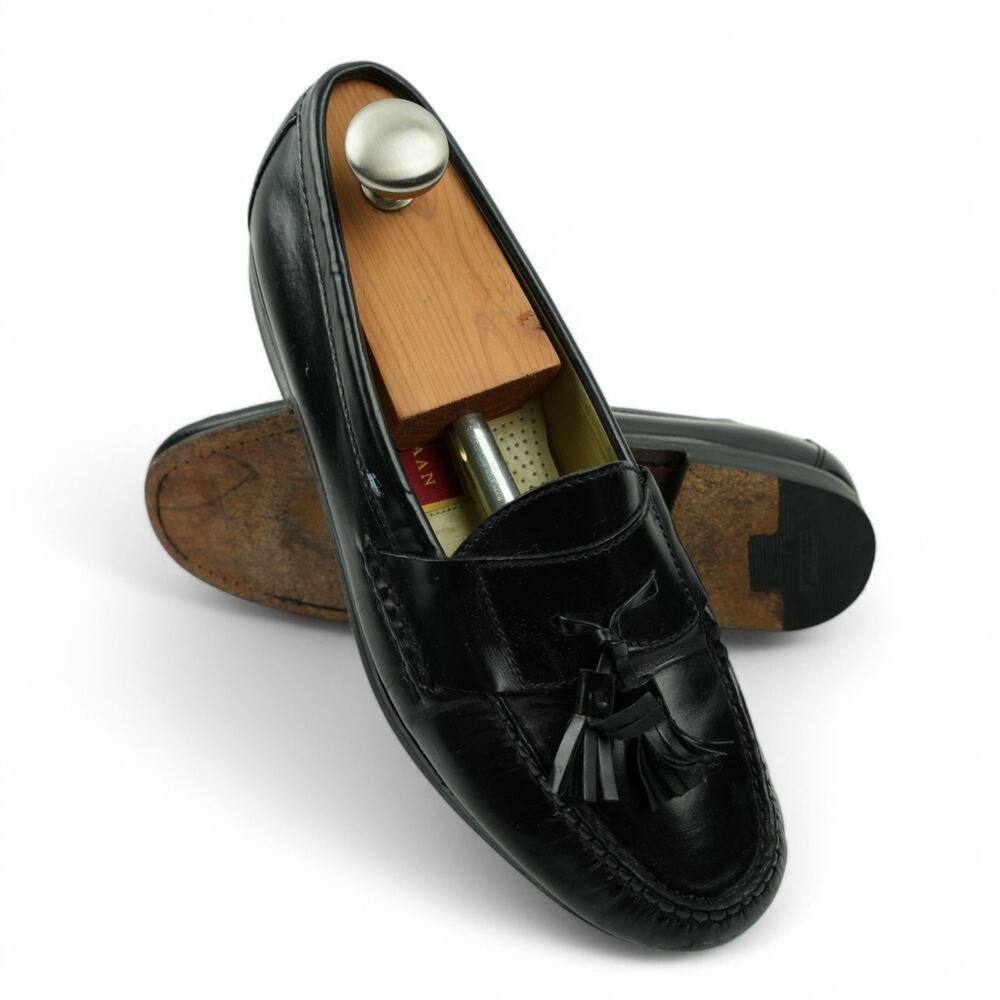 Cole Haan Shoes Mens 9.5 D Black Pinch Tassel Leather Slip On Loafers C03506‎